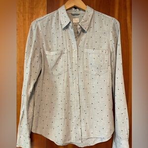 Light Grey Button-up Shirt with Black Stars
